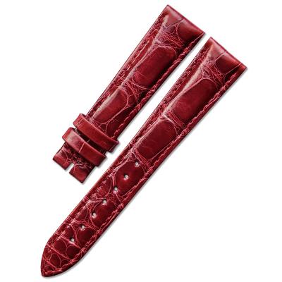 China New Launch Style 17mm Alligator Wine Red Shiny Alligator Band Elegant Watchband For High Brand Watch for sale