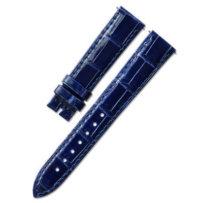 China Replace JLC watch strap high quality alligator purple watch band blue generic watch band for aftermarket by stitching for sale