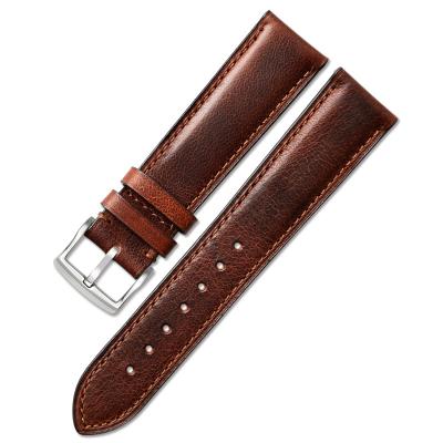 China 20mm 21mm 22mm Genuine Leather Cocoa Brown German Premium Genuine Leather Watch Strap For Men for sale