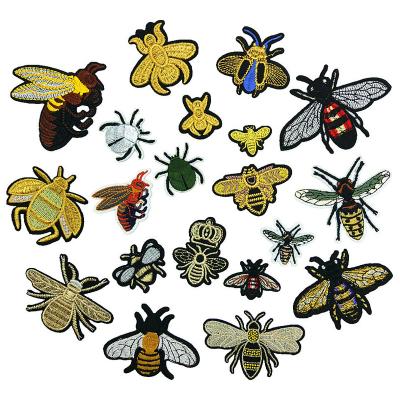 China Sustainable Bee Pattern Iron On Clothes Sticker Bees Design Embroidery Badge Patch For T Shirt for sale