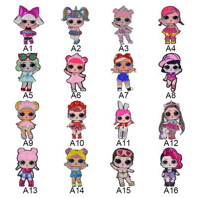 China recent popular 3D patch big eye patch cartoon figure sequin little girl doll embroidered patch for t-shirt for sale