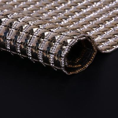 China Flatback Hot Fix Shape Square Rhinestone Balancing Mesh Transfer Crystal Stone Rhinestone Mesh Roll Banding Sheets for sale