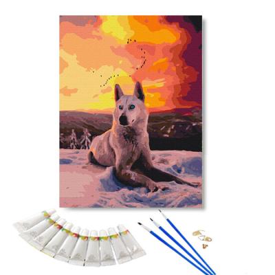 China Wholesale CLASSIC Paint By Numbers For Kids Wolf Acrylic Oil Painting Sets animal Art Painting By Numbers For Home Wall Art Picture for sale