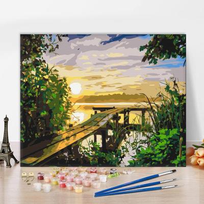 China Wholesale CLASSIC Paint By Numbers For Kids Landscape Acrylic Oil Painting Sets Art Painting By Numbers For Home Wall Art Picture for sale