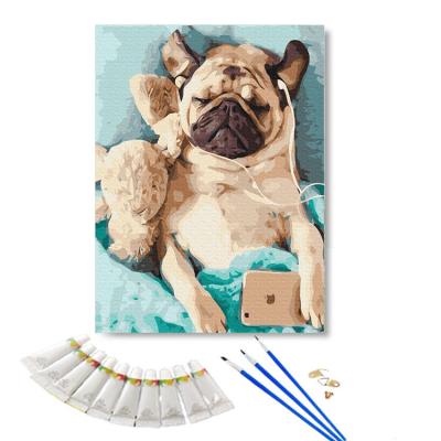 China CLASSIC Custom Paint By Numbers Dropshipping Animal Dog Diy Acrylic Oil Paint Sets Diy Paint By Numbers Kit For Home Wall Art Pic for sale