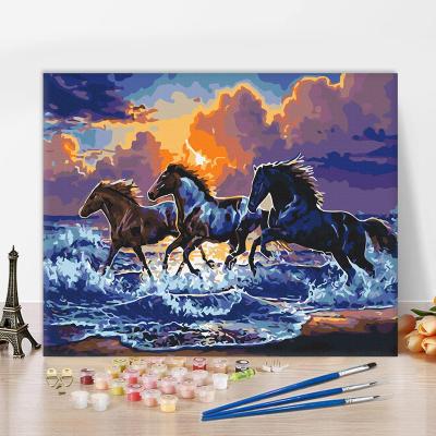 China CLASSIC Custom Paint By Numbers For Adults Animal Horse Diy Acrylic Oil Painting Sets Diy Paint By Numbers Kit For Home Wall Art Pi for sale