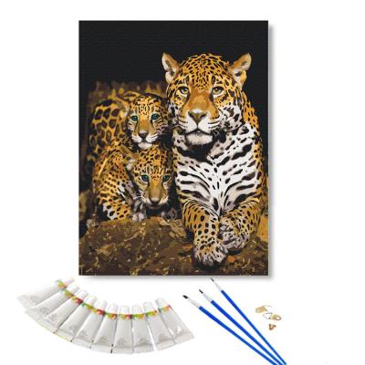 China CLASSIC Custom Paint By Numbers For Adult And Kids Animal Leopards For Wall Art Home Decoration Acrylic Oil Paint By Numbers for sale