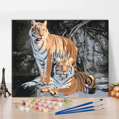 China CLASSIC Custom Paint By Numbers For Adult And Kids Animal Tiger For Wall Art Home Decoration Acrylic Oil Paint By Numbers for sale