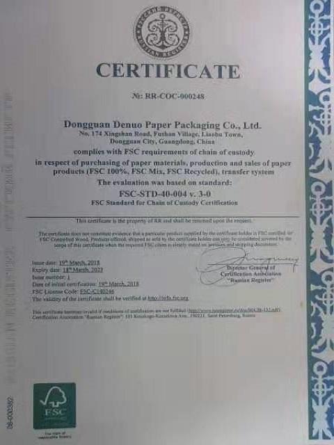 FSC - Dongguan Denuo Paper Packaging Co., Ltd.