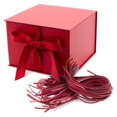 China Recycled Materials Custom Red Cosmetic Bottle Perfume Essential Oil Packaging Gift Box Weddings/Birthdays With Shredded Paper Fillings for sale