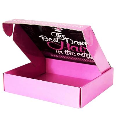 China Recyclable Factory Custom Pink / Black Luxury Printed Wig Hair Corrugated Packaging Custom Shipping Carton Mailer Box for sale