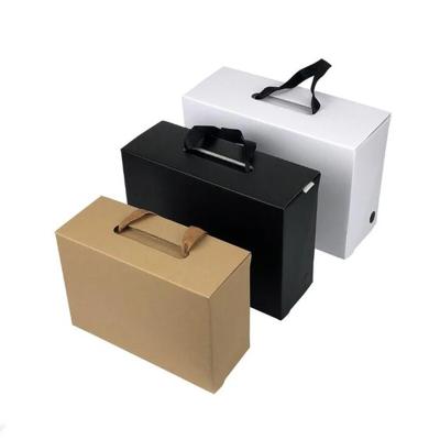 China Recycled Materials Wholesale OEM Customized Own Logo Paper Foldable Shoe Boxes Gift Mailer Shipping Box Brown Packaging With Handle for sale