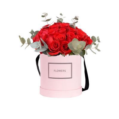 China Mather's Day Recycled Custom Wedding Materials Christmas Round Cardboard Packaging Box Gift Rose Box For Flowers for sale