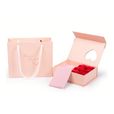 China Recycled Luxury Custom Rectangular Cardboard Rose Flower Boxes Romantic Materials LOVE YOU Magnetic / Lid And Base Flowers Gift Packaging Packing Box for sale