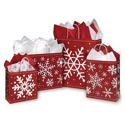 China New Design Recyclable Christmas Matched Red / White Gift Bags With Handle And Tissue Paper Christmas Paper Bags for sale