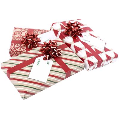 China Global Customized Blessing Paper Gift Tags Set With Red Garland And Christmas Wrapping Paper for sale