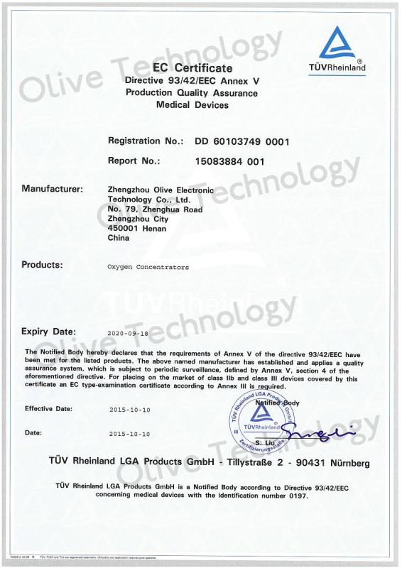 CE - Zhengzhou Olive Electronic Technology Co., Ltd.