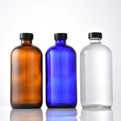 China Manufacturer 2oz 4oz 8oz 16oz Boston Apothecary Glass Chemical Amber Chemical Bottle for sale