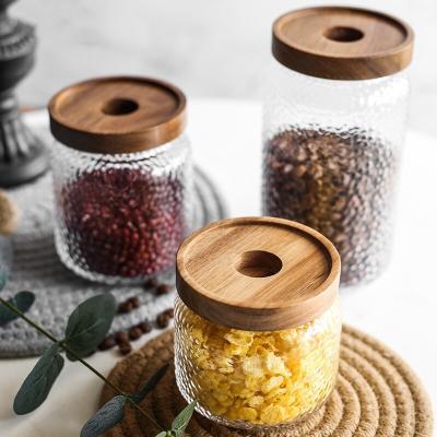 China Freshness Retention Handmade High Borosilicate Glass Airtight Storage Jars Set With Bamboo Lids for sale