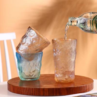 China 2022 Hot Selling Wholesale Nordic Style Glacier Grain Glass Cup Whiskey Nordic Glass Mug For Juice Water for sale