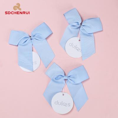 China Viable wholesale personalized bow Pre-made handmade satin grosgrain bow custom logo ribbon bow for gift box packaging for sale