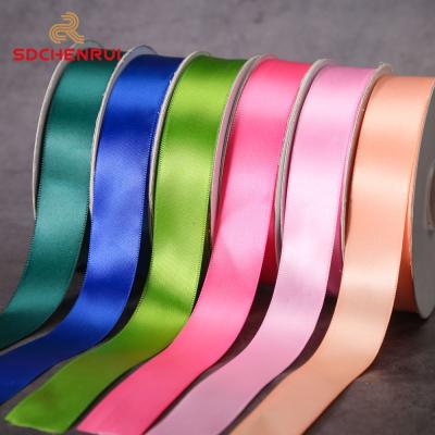 China Custom Recyled 1 Inch Double Face Polyester Red Satin Ribbon For Gift Wrapping for sale