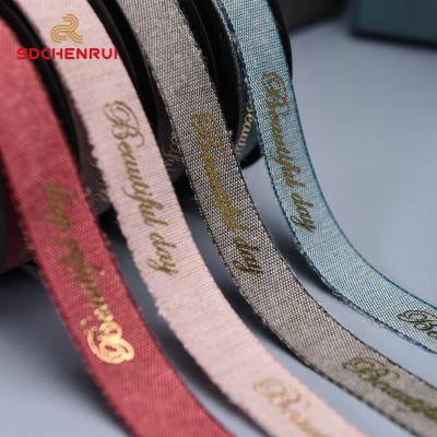 China Beautiful Custom 100% Organic Logo Brand Name Cotton Ribbons Twill Herringbone Stripe of Cotton Fabric for Clothing and Decorations for sale