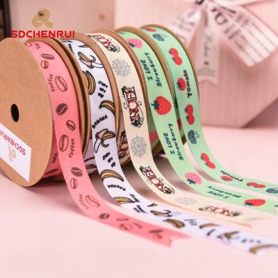 China Recyled Ribbon Printing Popular Cartoon Movie Character Custom 1.5cm Designer Printed Cotton Ribbon for sale