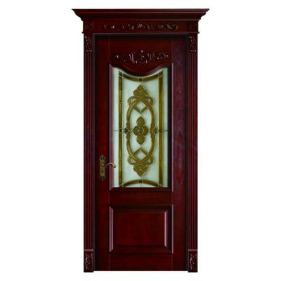 China Waterproof Windows Frosted Teak Wood Bedroom Low Price Home Entrance Solid Glass Doors for sale