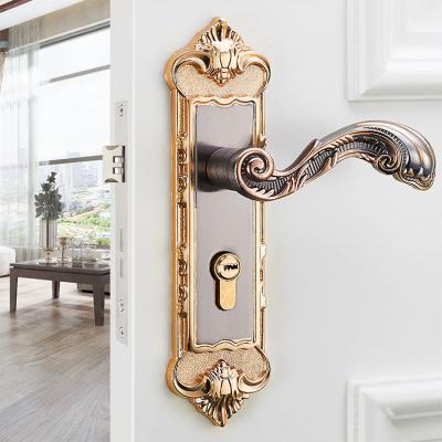 China Durable Modern Often Used Indoor Wooden Door Electroplating Lock With Thoughtful Lock Cylinder Handle Design for sale