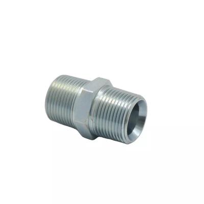 China Construction Machinery NPT Hydraulic Nipple Adapters Connections Male Thread Pipe Straight Fitting For Oil Press 1N for sale