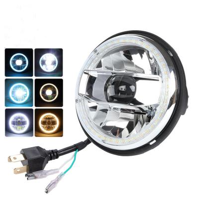 China High Beam/Low Beam/Turn Signal/Activate Tiny 7 Inch Ip68 Round 52w Blue Aluminum Led Headlights High Quality Waterproof Popular Halo For CJ7 CJ6 CJ10 MJ Car for sale