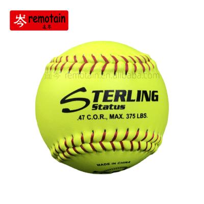 China Custom Logo Professional Softball 12 inch PU&Cork core yellow split leather sports game training softball balls Standard Size Softball for sale