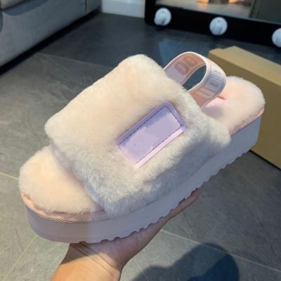 China Fashion Trend Supply Gear Sheep Wool Slippers Faux Fur Slipper Winter Quick Fur for sale