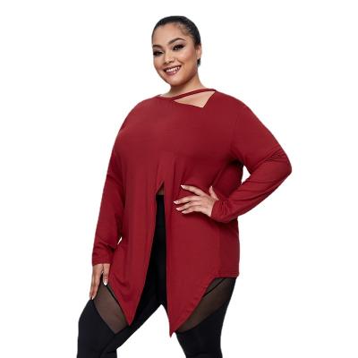 China New Sports Reversible Plus Size Women's Long Sleeve Loose Fitness Tops Quick-drying Yoga Clothes for sale