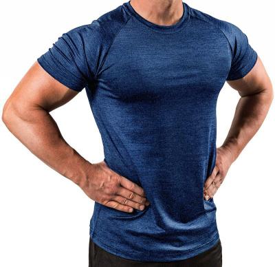 China Men Summer Breathable Short Sleeve Dry Fit Performance Running Sporty Shirt for sale