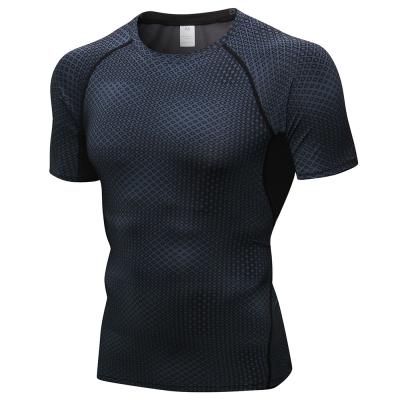 China Viable Fitness Mens Compression Tops Suite Gym Wear Sport Shirts Muscle Bodybuilding T-Shirt For Men for sale