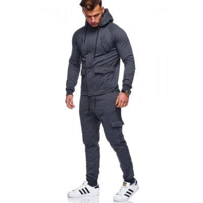 China Anti-pilling Men's Long Sleeve Jogging Suit Zipper Hoodie Tracksuit Sport Set Casual Soft Sweatsuit With Pockets for sale