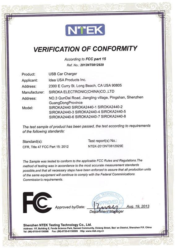 FCC - Shenzhen Siroka Electronic Co., Ltd.