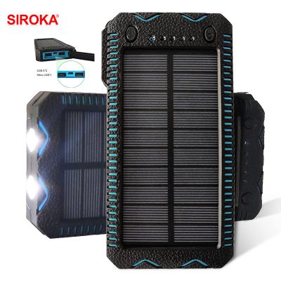 China Portable Powerbank 12000mAh Waterproof Outdoor Solar Power Bank Charger Solar Mobile Phone Battery With Flashlight for sale