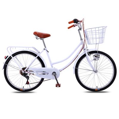 China Cool Retro City Style OEM Wholesale Ladies Bike With Basket Customized Retro 24 26 Inch City Utility Bike Bicycle Women Cycle en venta