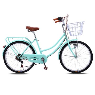 China Retro Cool City Style Ladies Bike With Basket Wholesale OEM Lady Bike Customized Retro Leisure 20 24 Inch Kids Bicycle Women for sale