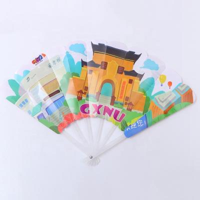 China Europe Custom Printed Plastic Promotional Folding Hand Fan for sale