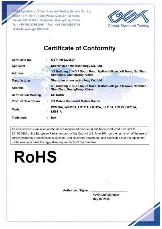 RoHS - Guangzhou Newayflash Electronic Technology Limited