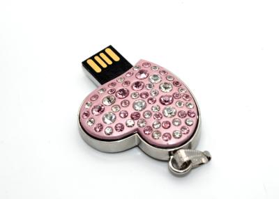 China Pink Diamond USB Memory Stick Heart Shaped Flash Drive Personalised for sale