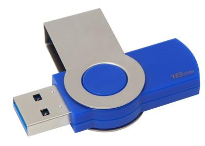 China Portable Blue Swivel USB 3.0 Thumb Drive Password Protection for sale