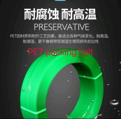 China PET packaging belt, PET plastic steel packaging belt, tensile force: 200-1000KG, cold resistance, wet resistance, for sale