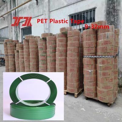 China Cintas de embalaje de plástico PET cinta de sujeción PET cinta de acero de plástico PET cinta de sujeción verde, tensión 1500KG en venta