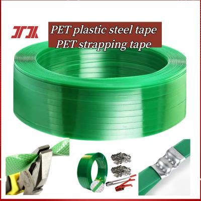 China Wholesale plastic packaging tape PET plastic steel strapping tape pet packaging tape with 9-32mm for sale