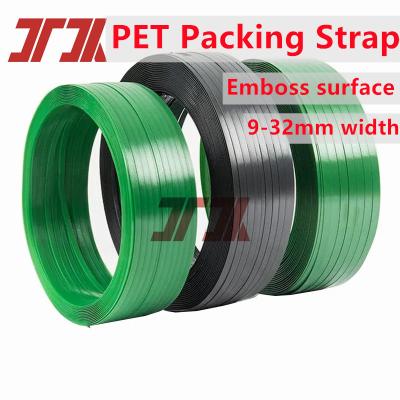 China Depth Embossed High Strength Recycled Material Pet Strapping for Auto Machine Use for sale